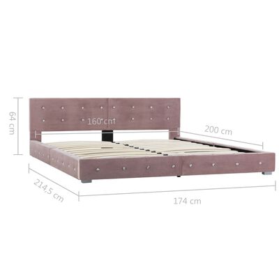 vidaXL Bed Frame Pink Velvet 160x200 cm