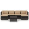 vidaXL 7 Piece Garden Lounge Set with Cushions Grey Impregnated Wood
