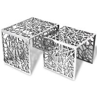 vidaXL Two Piece Side Tables Square Aluminium Silver