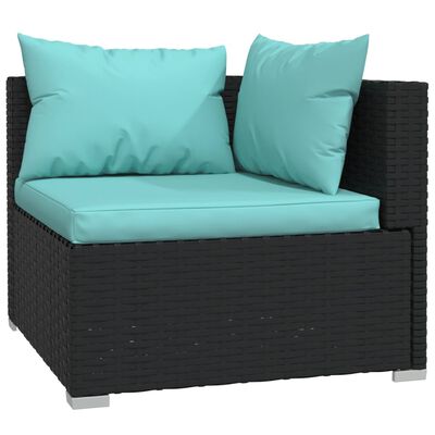 vidaXL 10 Piece Garden Lounge Set with Cushions Poly Rattan Black