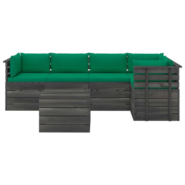 vidaXL 6 Piece Garden Pallet Lounge Set with Cushions Solid Pinewood