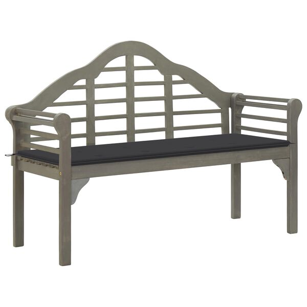 vidaXL Garden Queen Bench with Cushion 135 cm Solid Acacia Wood Grey