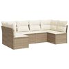 vidaXL 6 Piece Garden Sofa Set with Cushions Beige Poly Rattan