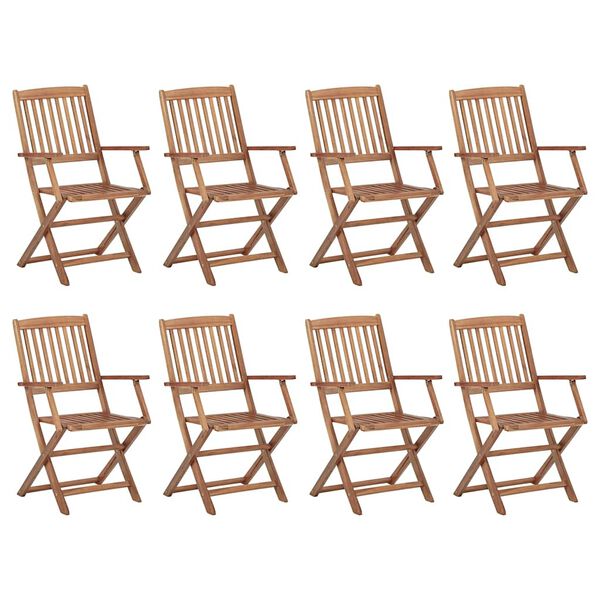 vidaXL Folding Outdoor Chairs with Cushions 8 pcs Solid Wood Acacia