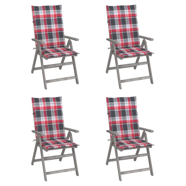 vidaXL Garden Reclining Chairs 4 pcs with Cushions Solid Acacia Wood