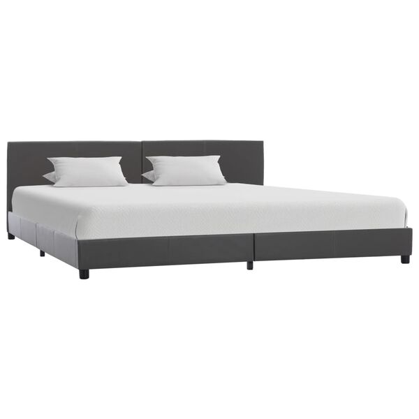 vidaXL Bed Frame without Mattress Grey Faux Leather 180x200 cm Super King