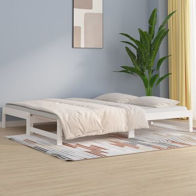 vidaXL Pull-out Day Bed without Mattress White 2x(80x200) cm