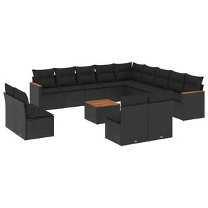 vidaXL Patio Sofa Set Black