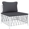 vidaXL 6 Piece Garden Lounge Set with Cushions White Steel