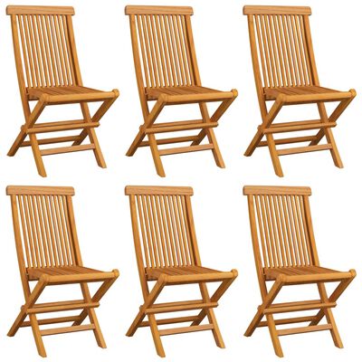 vidaXL Garden Chairs with Taupe Cushions 6 pcs Solid Teak Wood