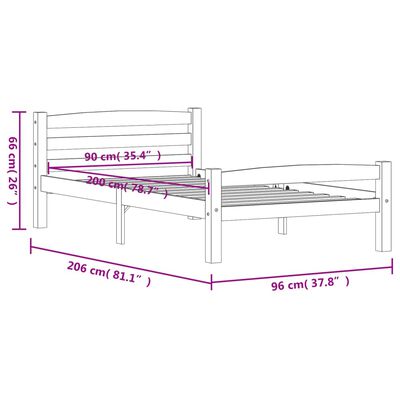 vidaXL Bed Frame without Mattress Honey Brown Solid Pinewood 90x200 cm