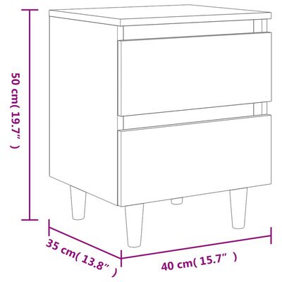 vidaXL Bed Cabinet with Solid Wood Legs Brown Oak 40x35x50 cm