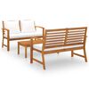 vidaXL 3 Piece Garden Lounge Set with Cushion Solid Acacia Wood