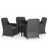 vidaXL 5 Piece Garden Dining Set with Cushions Black