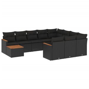 vidaXL Garden Sofa Set | Black | PE Rattan | Large | Modular | Garden Sofa Set