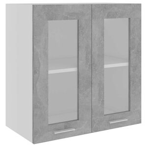 vidaXL Hanging Glass Cabinet | Concrete grey | Engineered wood | Medium