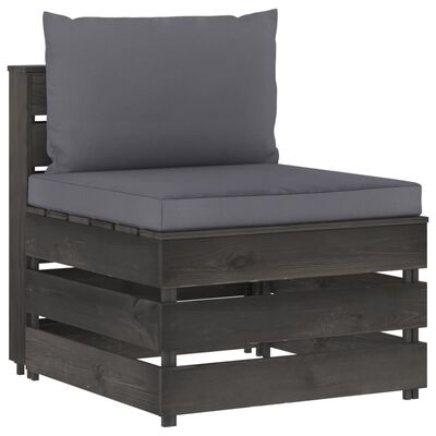 vidaXL 6 Piece Garden Lounge Set with Cushions Grey Impregnated Wood