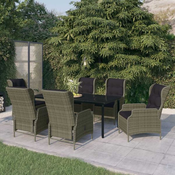 vidaXL 7 Piece Garden Dining Set Brown
