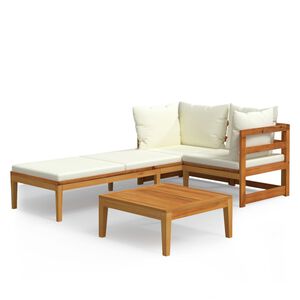 vidaXL Garden Lounge Set | Cream White | Solid acacia wood | 3 Piece Set