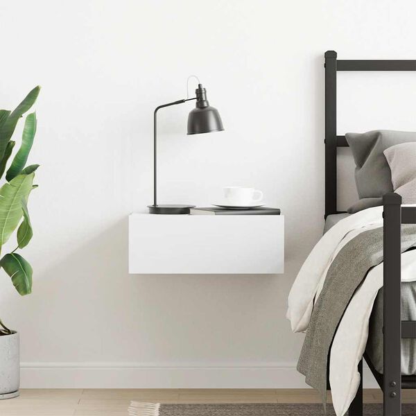 vidaXL Floating Nightstand White 40x30x15cm Engineered Wood