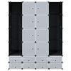 vidaXL Modular Cabinet 18 Compartments Black and White 37x146x180.5 cm