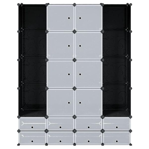vidaXL Modular Cabinet 18 Compartments Black and White 37x146x180.5 cm