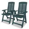 vidaXL Reclining Folding Chairs 2 pcs Plastic Green