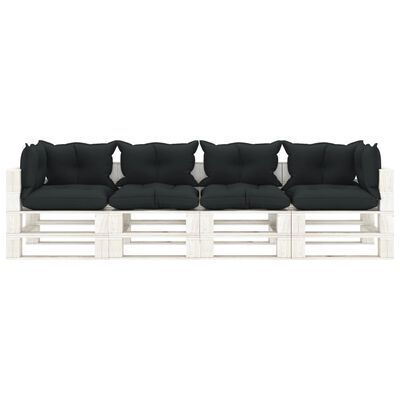 vidaXL Garden Pallet Sofa 4-Seater with Anthracite Cushions Wood