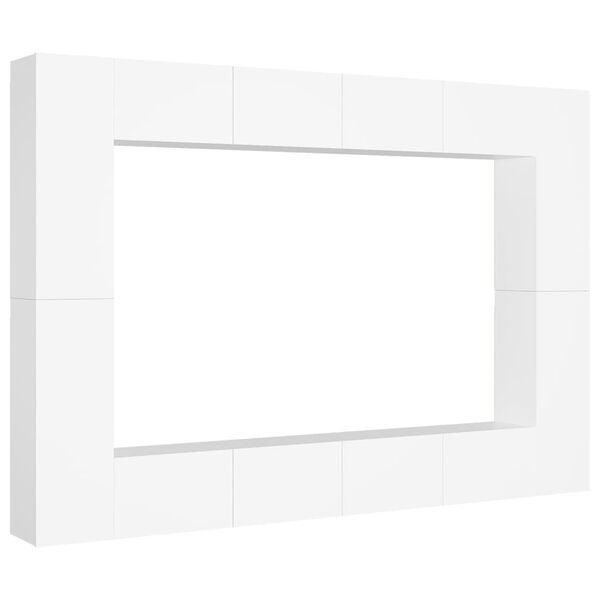 vidaXL 8 Piece TV Cabinet Set White Engineered Wood