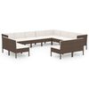 vidaXL 12 Piece Garden Lounge Set with Cushions Poly Rattan Brown