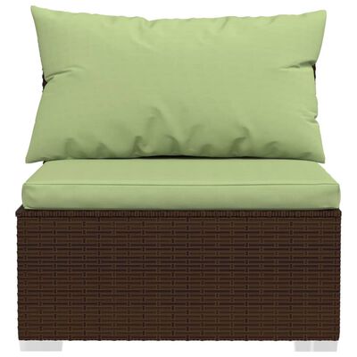 vidaXL 14 Piece Garden Lounge Set with Cushions Brown Poly Rattan