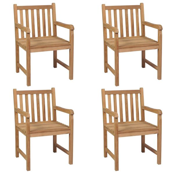 vidaXL Garden Chairs 4 pcs with Green Cushions Solid Teak Wood