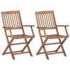 vidaXL Folding Chairs 2 pcs Solid Acacia Wood