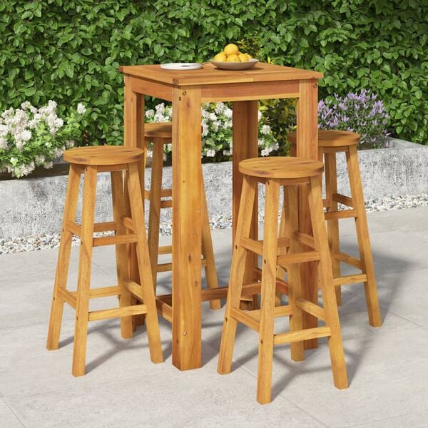 vidaXL 5 Piece Garden Bar Set Solid Wood Acacia