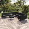 vidaXL 11 Piece Garden Lounge Set with Cushions Poly Rattan Black