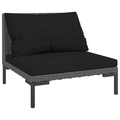 vidaXL Garden Sofa with Cushions Half Round Poly Rattan