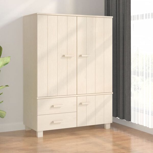 vidaXL Wardrobe HAMAR Honey Brown 99x45x137 cm Solid Wood Pine