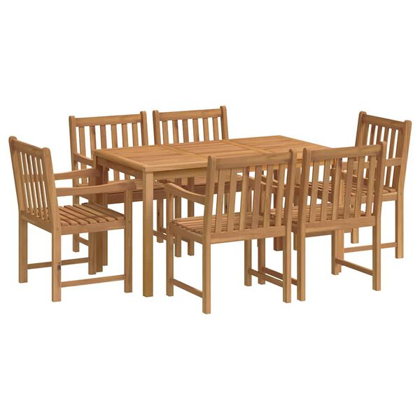 vidaXL 7 Piece Garden Dining Set 140x80 cm Solid Teak Wood