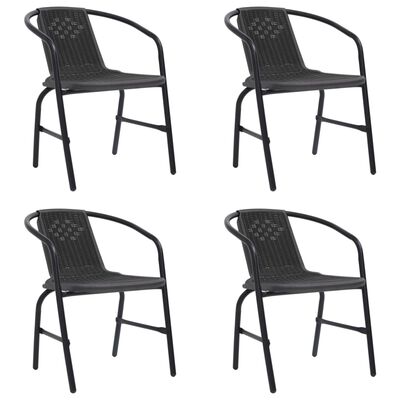 vidaXL Garden Chairs 4 pcs Plastic Rattan and Steel 110 kg