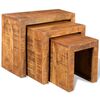 vidaXL Side Table | Set of 3 | Brown | Solid mango wood | Small | Stackable