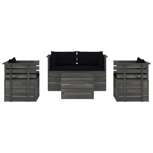 vidaXL 5 Piece Garden Pallet Lounge Set with Cushions Solid Pinewood
