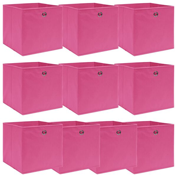 vidaXL Storage Boxes 10 pcs Pink 32x32x32 cm Fabric