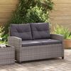 vidaXL 2-Seater Garden Sofa with Cushions Grey 124 cm Poly Rattan