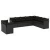 vidaXL 10 Piece Garden Sofa Set with Cushions Black Poly Rattan