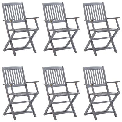 vidaXL Folding Outdoor Chairs 6 pcs with Cushions Solid Acacia Wood