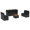 vidaXL 8 Piece Garden Sofa Set with Cushions Black Poly Rattan