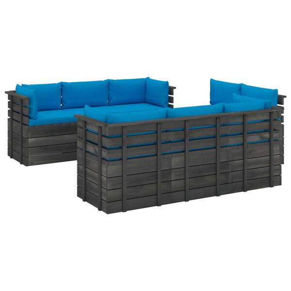 vidaXL 9 Piece Garden Pallet Lounge Set with Cushions Solid Pinewood