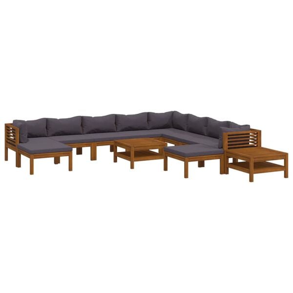 vidaXL 12 Piece Garden Lounge Set with Cushion Solid Acacia Wood
