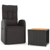 vidaXL 2 Piece Garden Lounge Set Black Poly Rattan&Solid Wood Acacia