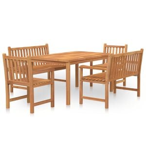 vidaXL 5 Piece Garden Dining Set Solid Wood Teak